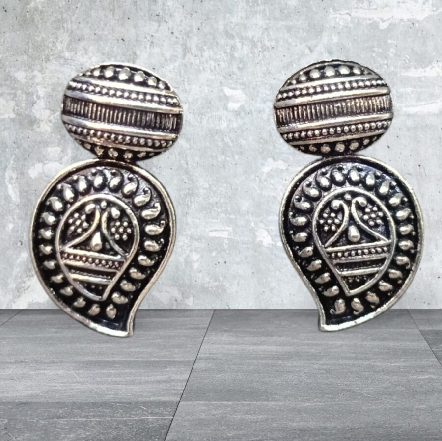 Regal Glory Oxidised Heavy Earrings