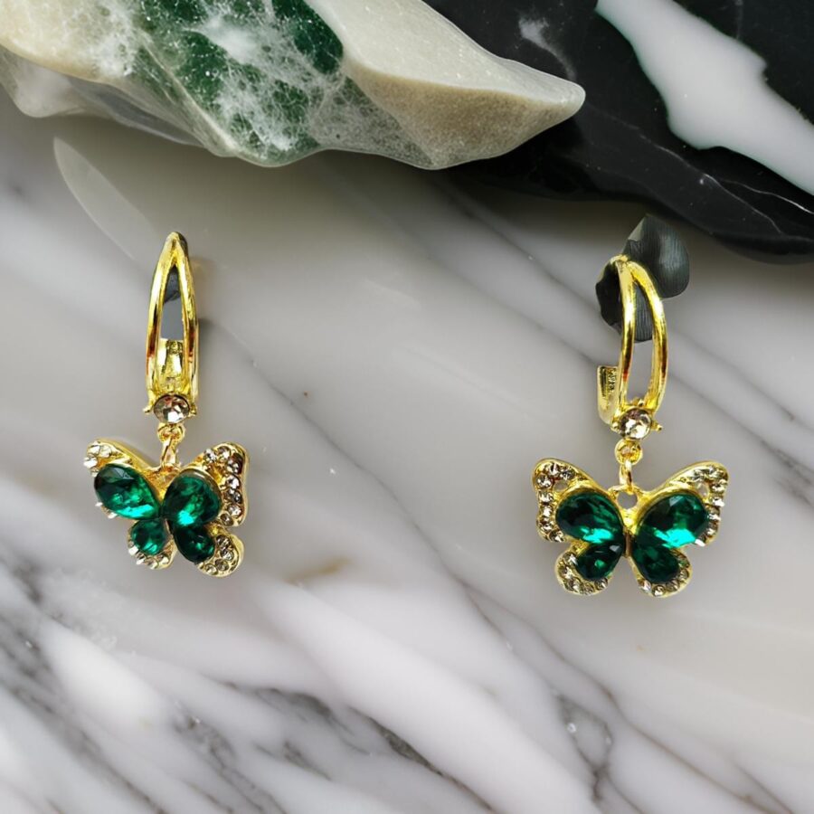 Emerald Flutter Korean Earrings – Where Elegance Takes Flight