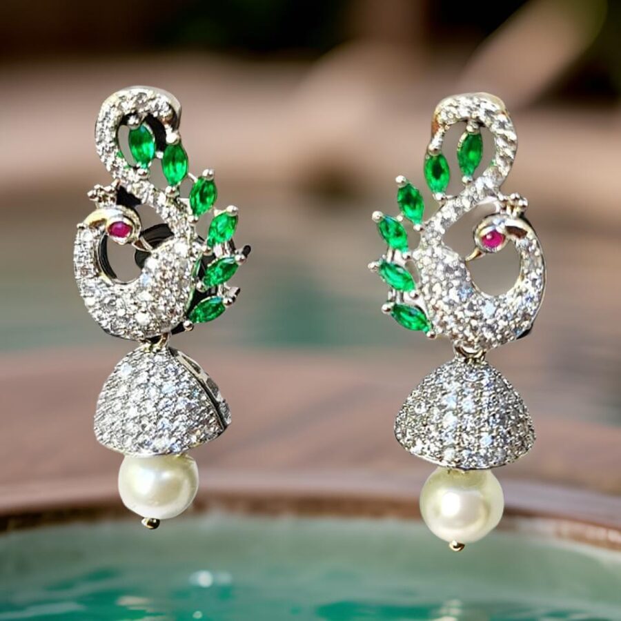 Mayur Elegance AD Peacock Earrings
