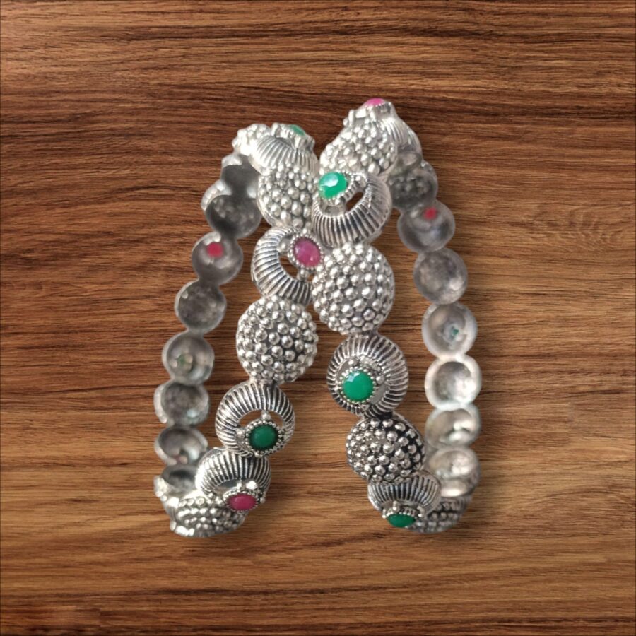 Oxidized Silver Multicolor Bangles (Dia-6.5cm) (2/8)