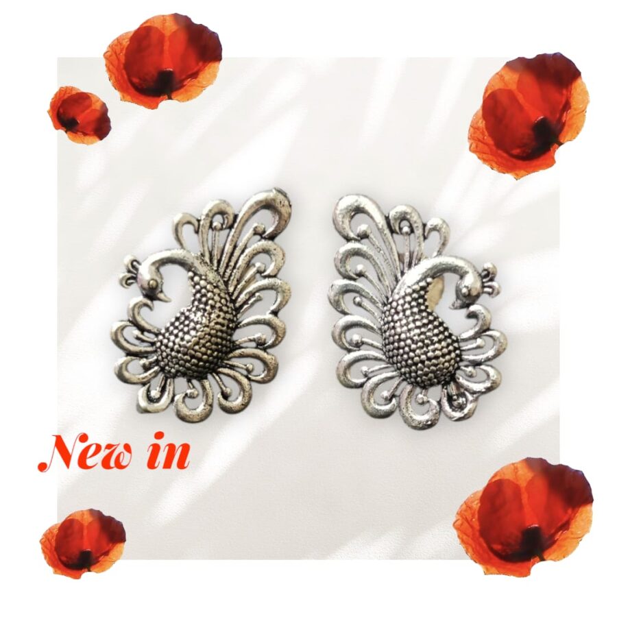 Majestic Feather Handcrafted Premium Peacock Shape Brass Earrings