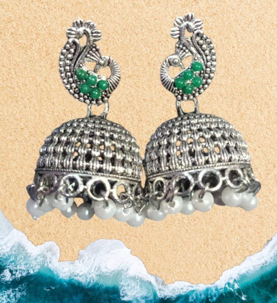Peacock Radiance Multicolor Oxidised Jhumki