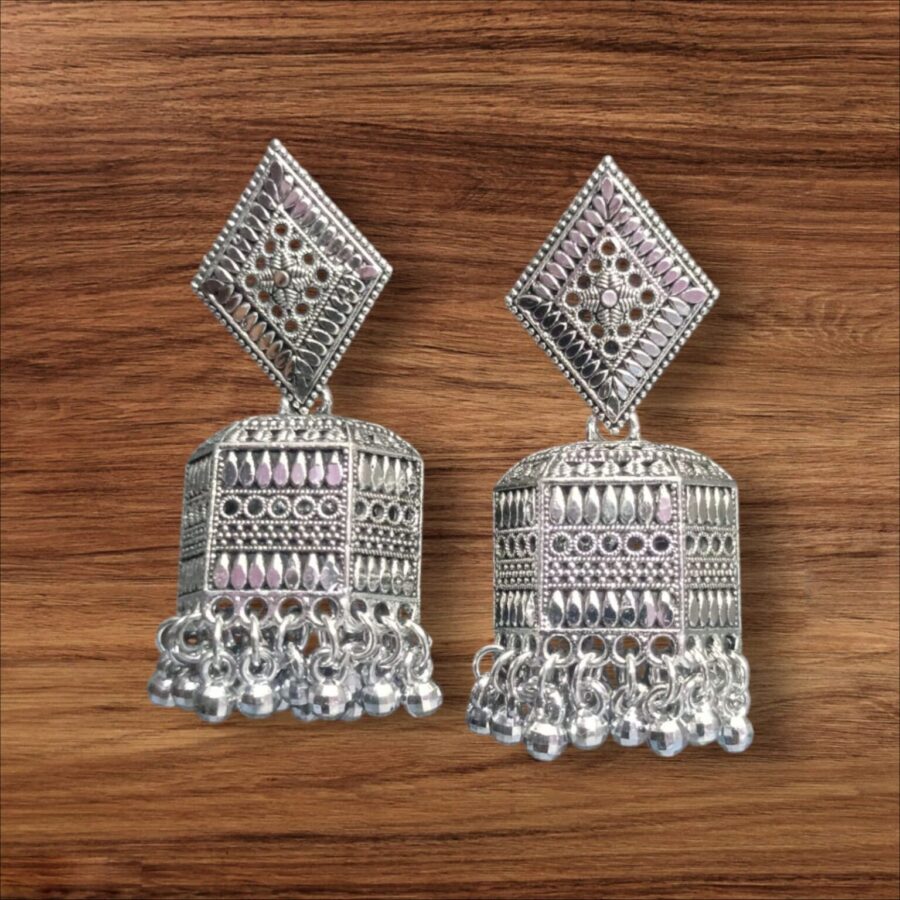 Long Jhumki – Oxidised Elegance with a Touch of Whimsy