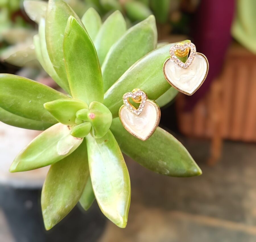 Dainty Heart Pearl Stud Earrings – Exclusive at IKSHAYA