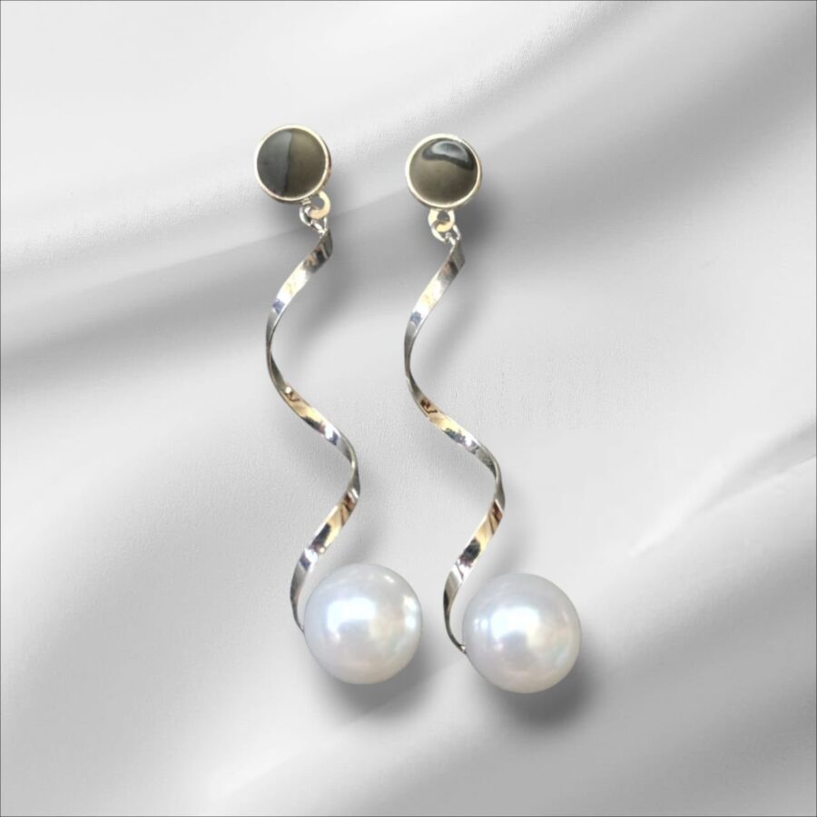 Modern Pearl Spiral Drop Earrings – Exclusive at IKSHAYA