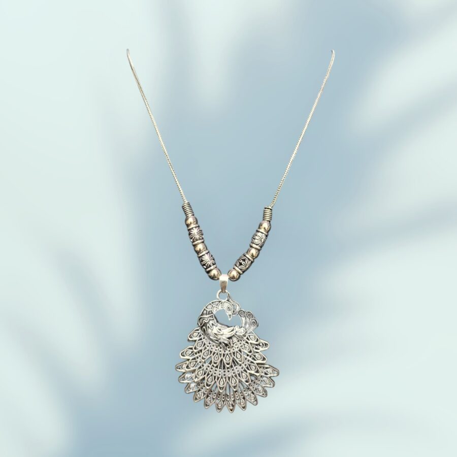 Oxidized Peacock Pendant – Majestic Peacock Splendor