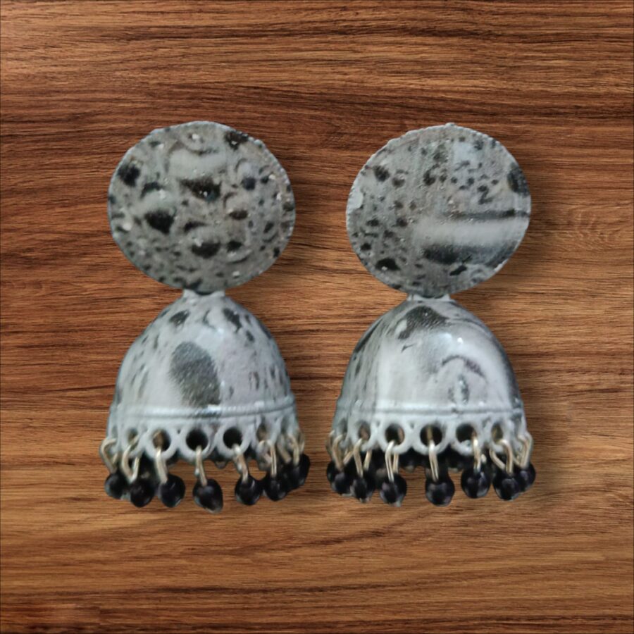 Vintage Black Bead Oxidized Jhumka by Ikshaya – Classic Charm, Timeless Elegance