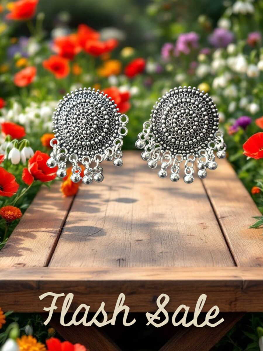 Mystic Moon Oxidised Round Earrings